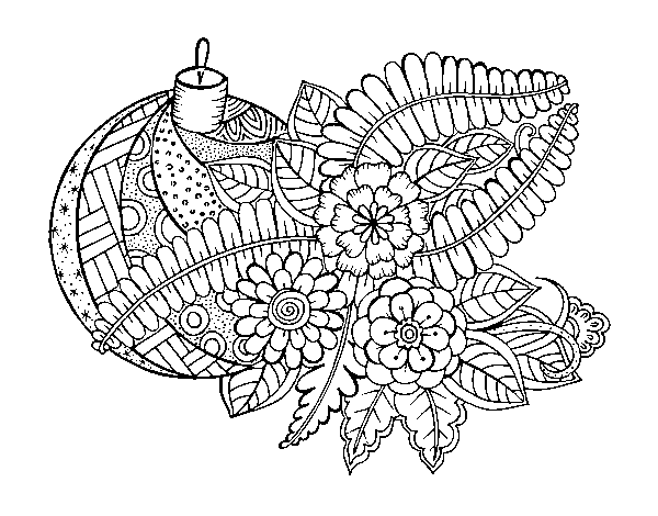 Coloriage de Boule de Nöel avec décoration pour Colorier