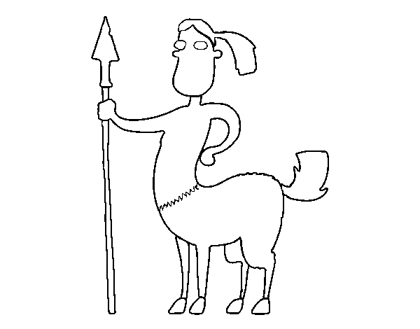 Coloriage de Centaure avec armé d'une lance pour Colorier