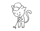 Dibujo de chat golfeur