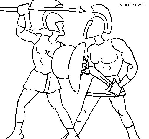 Coloriage de Combat de gladiateurs pour Colorier