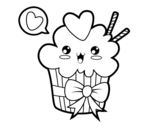 Dibujo de Cupcake kawaii avec boucle