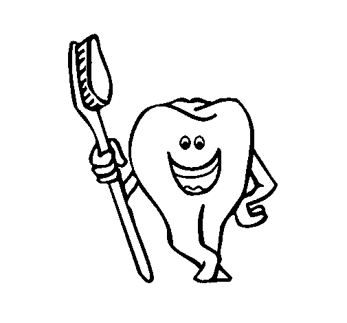 Coloriage de Dent et brosse à dents pour Colorier