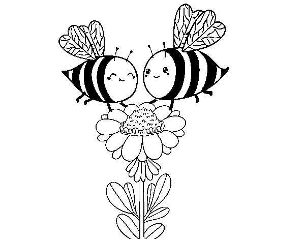 Coloriage de Deux abeilles pour Colorier