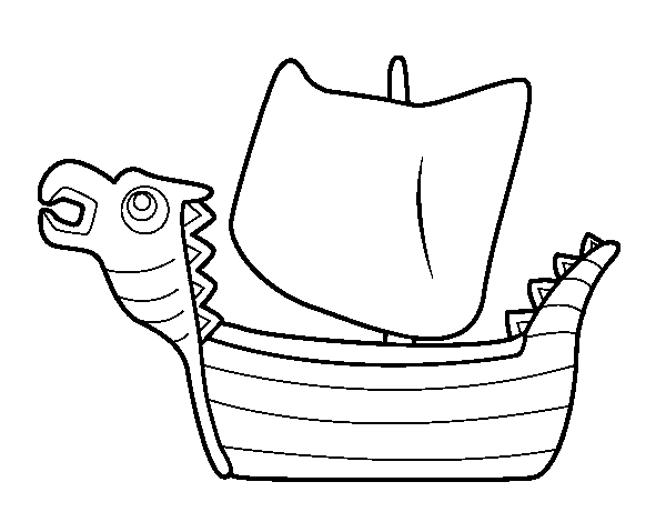 Coloriage de Drakken, bateau viking pour Colorier