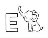 <span class='hidden-xs'>Coloriage de </span>E d'Éléphant à colorier