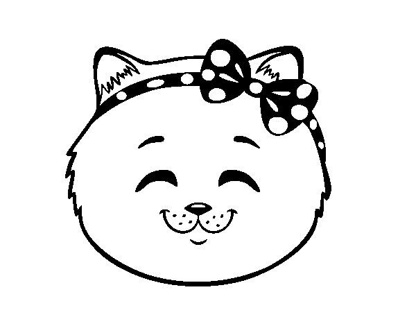 Coloriage de Face de petite chat content pour Colorier