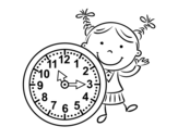 Dibujo de Fille avec horloge
