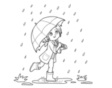 <span class='hidden-xs'>Coloriage de </span>Fille avec le parapluie sous la pluie à colorier