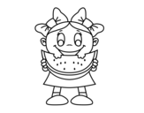Dibujo de Fille avec pastèque