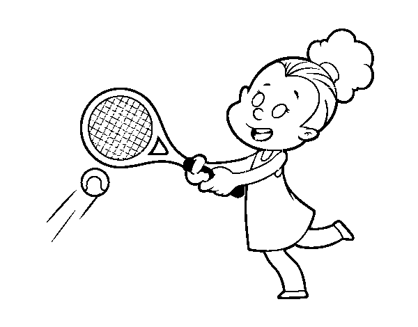 Coloriage de Fille jouant au tennis pour Colorier