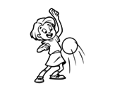 Dibujo de Fillette faisant rebondir la balle