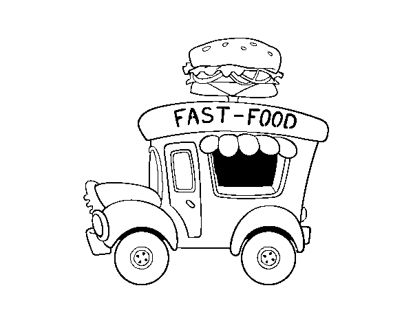 Coloriage de Food truck de hamburger pour Colorier