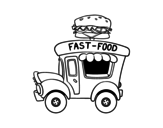 <span class='hidden-xs'>Coloriage de </span>Food truck de hamburger à colorier