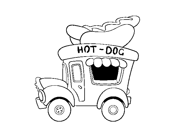 Coloriage de Food truck de hot-dog pour Colorier