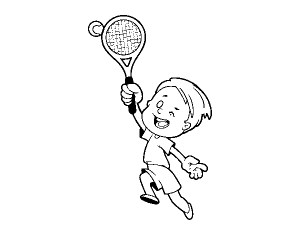 Coloriage de Garçon jouant au tennis pour Colorier