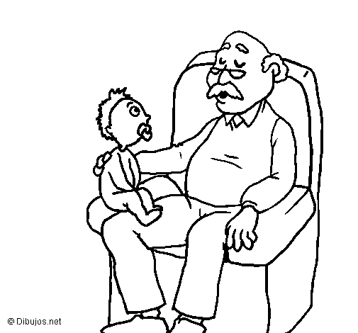 Coloriage de Grand-père et petit-enfant pour Colorier