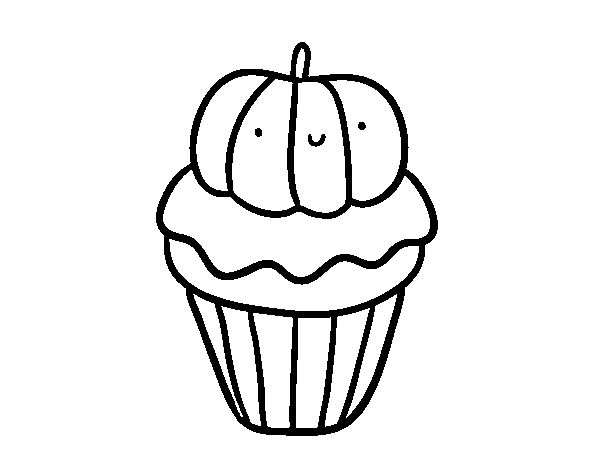 Coloriage de Halloween cupcake pour Colorier