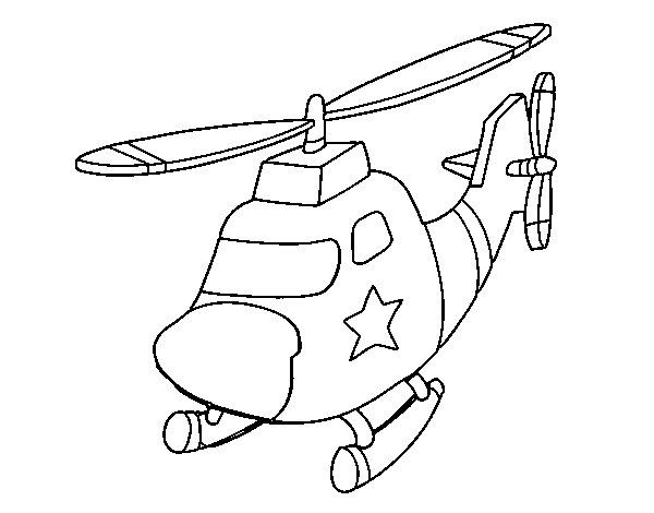 Coloriage de Hélicoptère avec une étoile pour Colorier