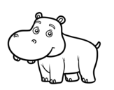 <span class='hidden-xs'>Coloriage de </span>Hippopotame jeune à colorier