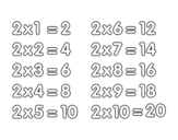 <span class='hidden-xs'>Coloriage de </span>La table de multiplication du 2 à colorier