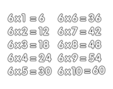 <span class='hidden-xs'>Coloriage de </span>La table de multiplication du 6 à colorier