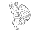 <span class='hidden-xs'>Coloriage de </span>Lapin avec un énorme oeuf de Pâques à colorier