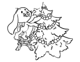 Dibujo de Lapin décoration de arbre de Noël