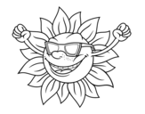 Dibujo de Le soleil avec des lunettes de soleil