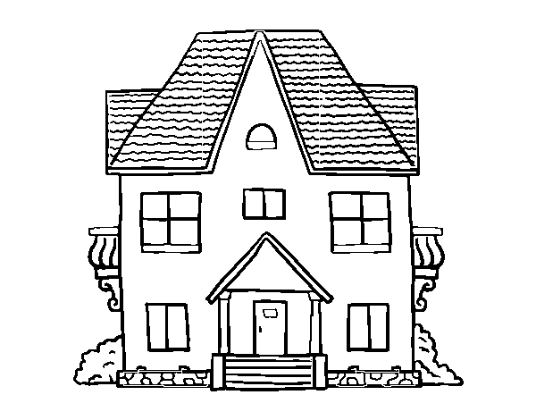 Coloriage de Maison avec balcon pour Colorier