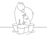 <span class='hidden-xs'>Coloriage de </span>Mama ours avec son fils à colorier