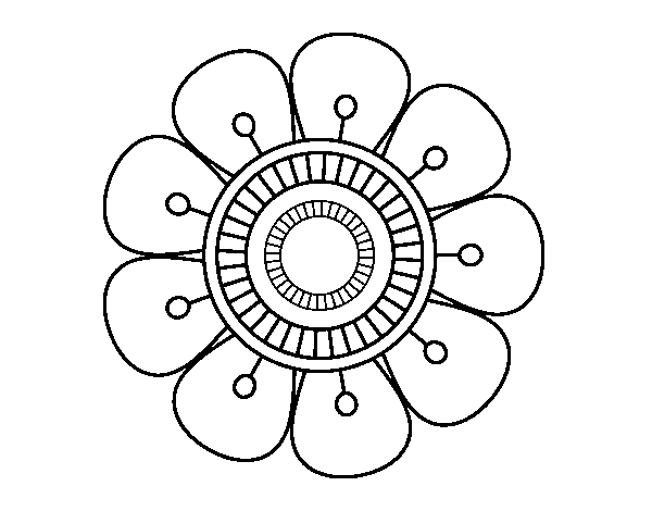 Coloriage de Mandala en forme fleur pour Colorier