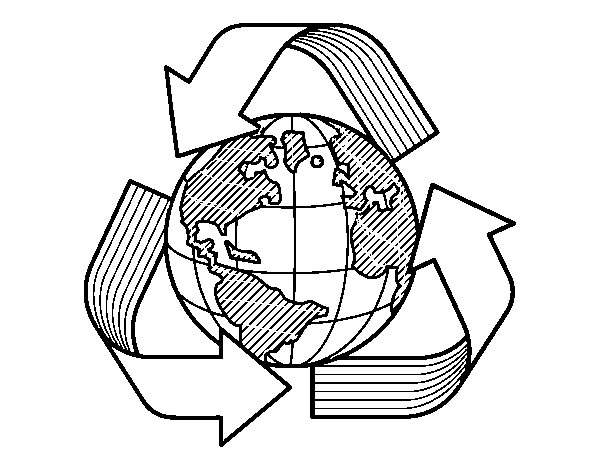 Coloriage de Monde de recyclage pour Colorier