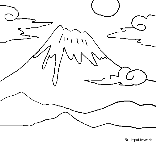 Coloriage de Mont Fuji pour Colorier