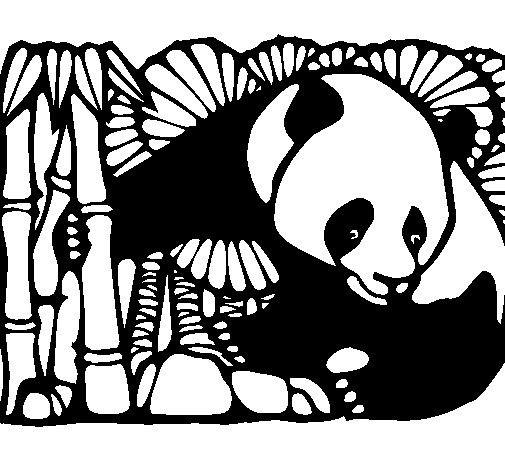 Coloriage de Panda et bambou pour Colorier