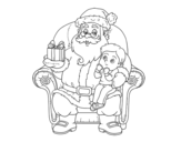 <span class='hidden-xs'>Coloriage de </span>Père Noël et enfant de Noël à colorier