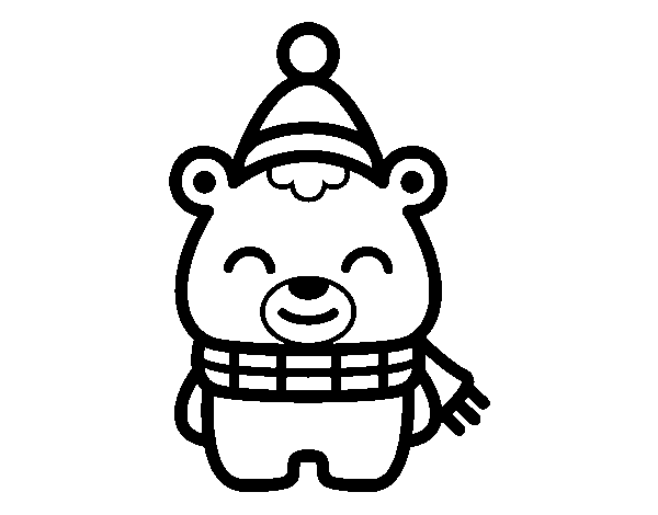 Coloriage de Petit ours de Noël pour Colorier