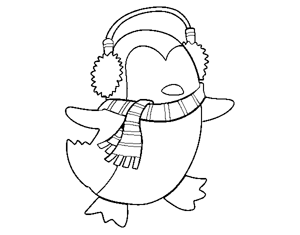 Coloriage de Pingouin avec écharpe pour Colorier