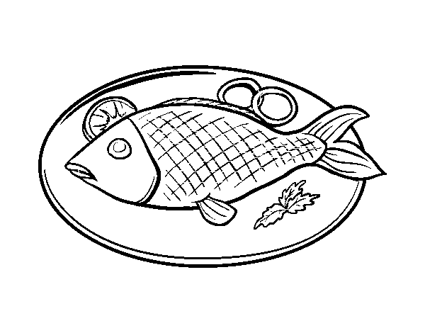 Coloriage de Plat de poisson pour Colorier