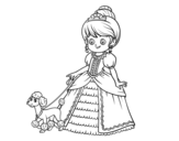 <span class='hidden-xs'>Coloriage de </span>Princesse avec petit chien à colorier