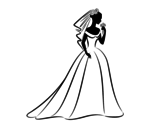Dibujo de Robe de mariée et voile 