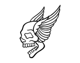 <span class='hidden-xs'>Coloriage de </span>Tatouage de tête de mort avec des ailes à colorier