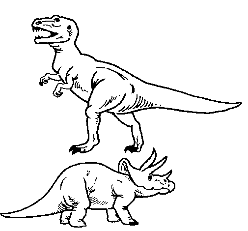Coloriage de Triceratops et tyranosaure rex pour Colorier