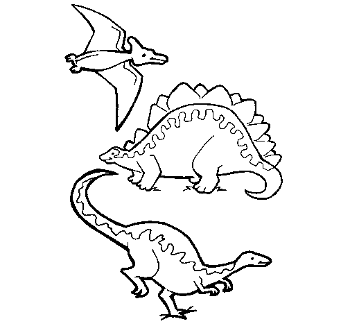 Coloriage de Trois classes de dinosaures  pour Colorier