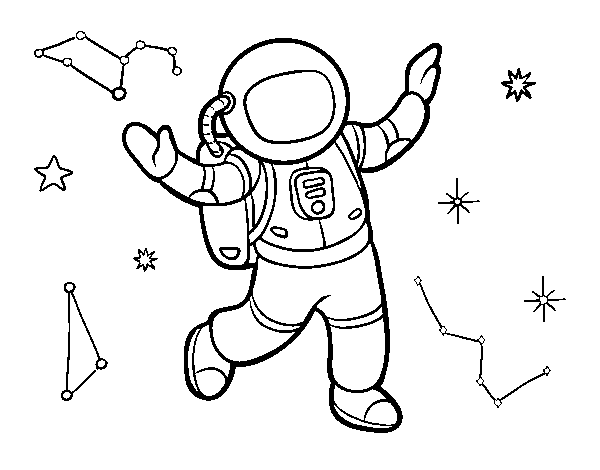 Coloriage de Un astronauta en el espacio estelar pour Colorier