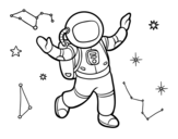 <span class='hidden-xs'>Coloriage de </span>Un astronauta en el espacio estelar à colorier