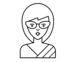 Dibujo de Une fille à lunettes
