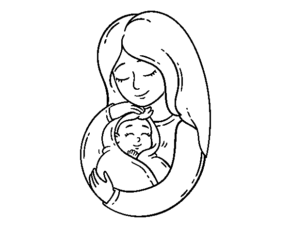 Coloriage de Une mère et son bébé pour Colorier