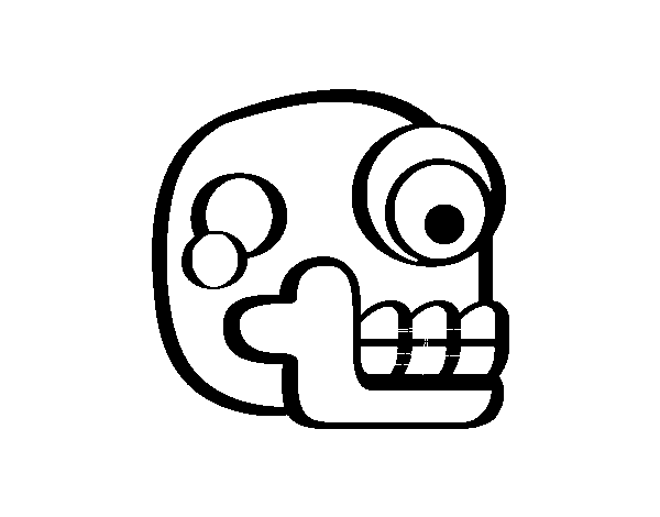 Coloriage de Une tête de mort aztèque pour Colorier