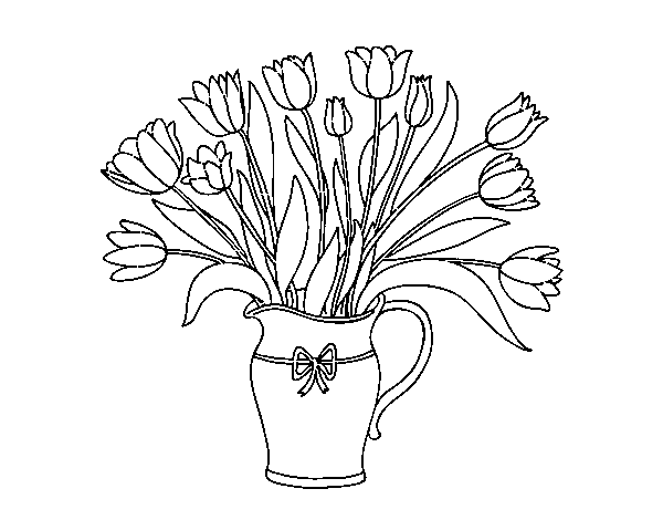 Coloriage de Vase de tulipes pour Colorier