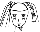 Dibujo de Visage de jeune fille avec des tresses